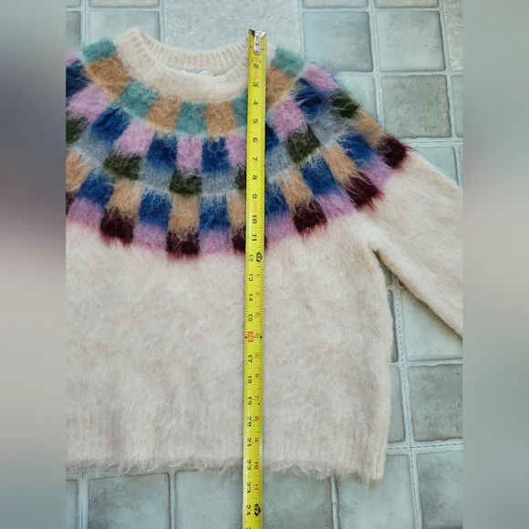 Madewell Brushed Checkerboard Fair Isle Sweater Size Small - Picture 4 of 7